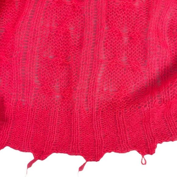 Anthropologie Medium Lightweight Cable Wool Neon Pink Sweater - Picture 7 of 10